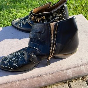 Chloe black gold short boots